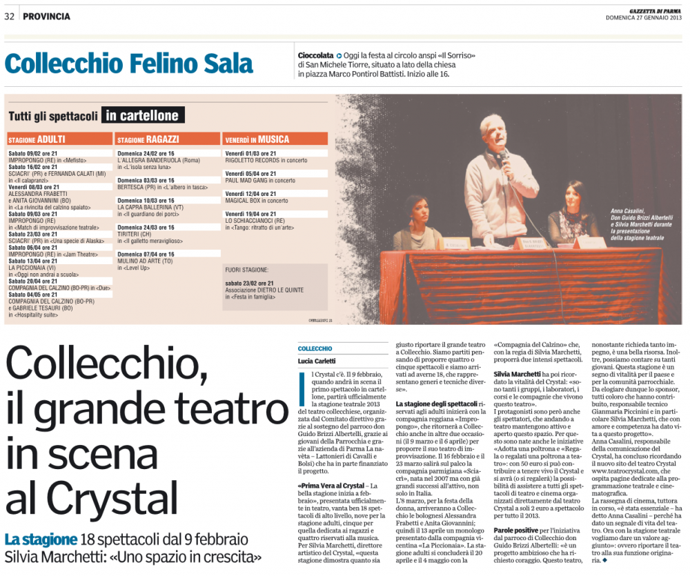 Gazzetta di Parma - 27/01/2013 - Teatro Crystal