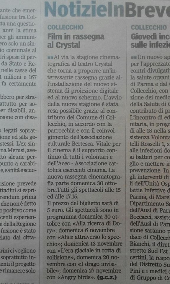 Gazzetta di Parma - Teatro Crystal